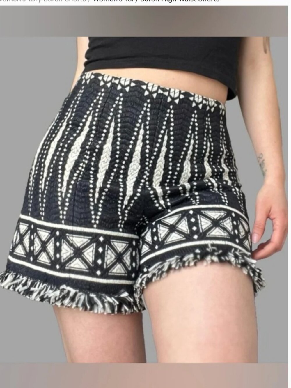 Tory Burch tweed fringe shorts